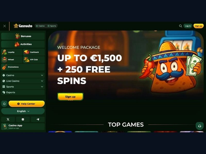 Bonus system and catalogue at Casinacho Casino Nacho Casino for Canada in payment context