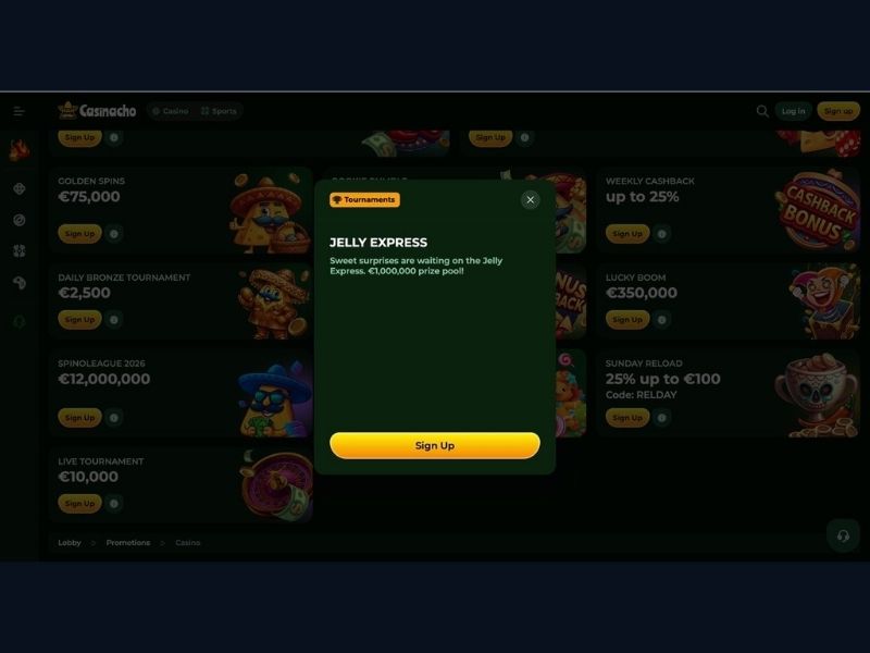 Payment dashboard and first deposit at Casinacho Casino Nacho Casino for Canada